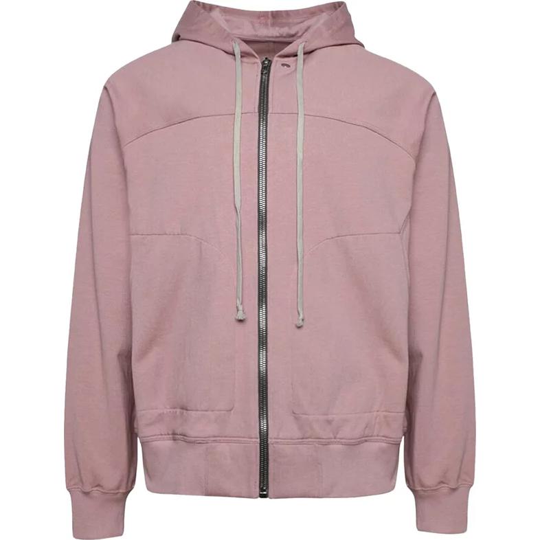 Rick Owens Solid Color Zip Hoodie Jacket Dusty Pink RU01D3241BA-63