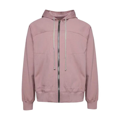Rick Owens Solid Color Zip Hoodie Jacket Dusty Pink RU01D3241BA-63