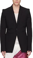 Rick Owens Solid V-Neck Slim Fit Single-Button Jacket Black RR01C4724CVSL-09 Rick Owens Solid V-Neck Slim Fit Single-Button Jacket Black RR01C4724CVSL-09