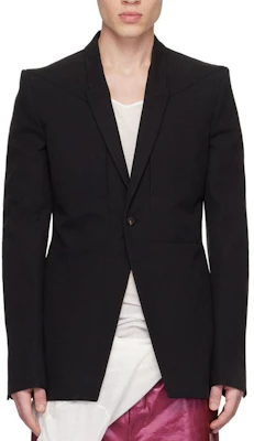 Rick Owens Jaket Slim Fit Leher-V Butang Tunggal Hitam RR01C4724CVSL-09 Buy Rick Owens Jaket Slim Fit Leher-V Butang Tunggal Hitam RR01C4724CVSL-09
