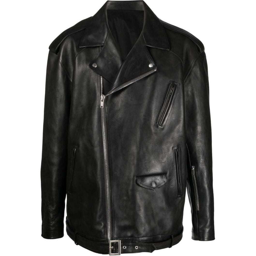 Rick Owens Solid Zip-Up Collared Jacket in Black RU01D3773LOY-09