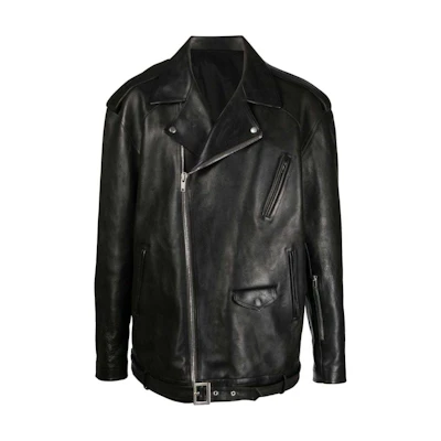 Rick Owens Solid Zip-Up Collared Jacket in Black RU01D3773LOY-09