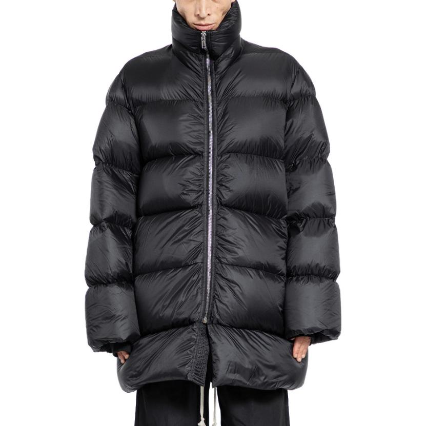 Rick Owens Solid Zip-Up Mock Neck Oversized Jacket Black Long Sleeve RU02D6790NPD3-09