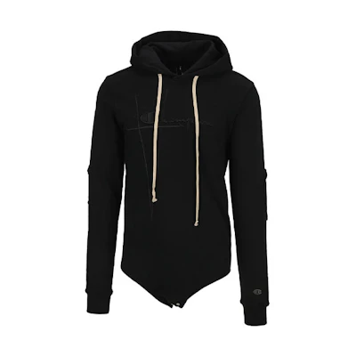 Rick Owens SS21 Black Logo Lettering Jumpsuit Hoodie. CM21S0007216756-09