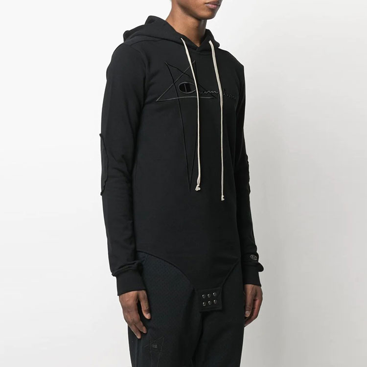 Details for Rick Owens SS21 Black Logo Lettering Jumpsuit Hoodie. CM21S0007216756-09