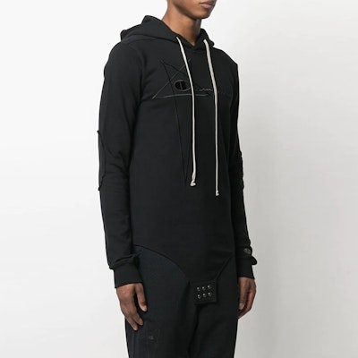 Rick Owens SS21 Black Logo Lettering Jumpsuit Hoodie. CM21S0007216756-09 Details for Rick Owens SS21 Black Logo Lettering Jumpsuit Hoodie. CM21S0007216756-09