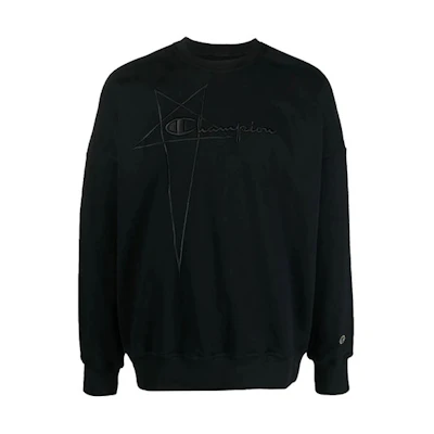 Rick Owens SS21 Logo Embroidered Crewneck Sweatshirt Black CM21S0005216760-09