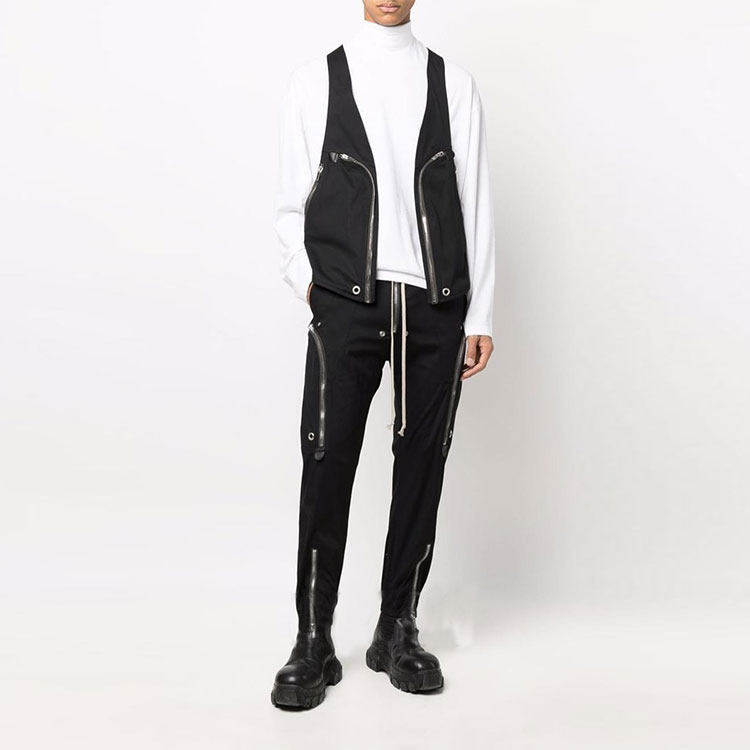Lookbook Rick Owens SS22 黑色抽繩拉鍊休閒長褲 RU01B1377TE-09