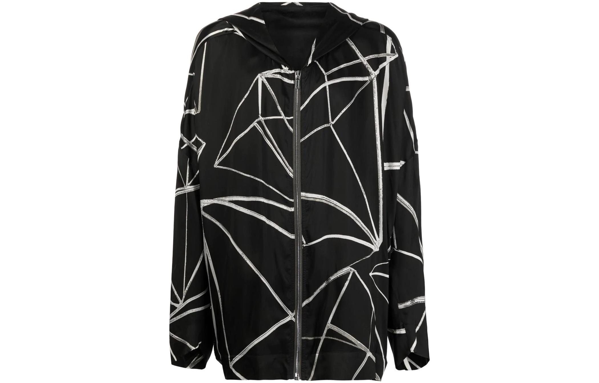 Order Rick Owens SS22 抽象印花輕量連帽外套 黑色 男裝 RR01B1719JP10921