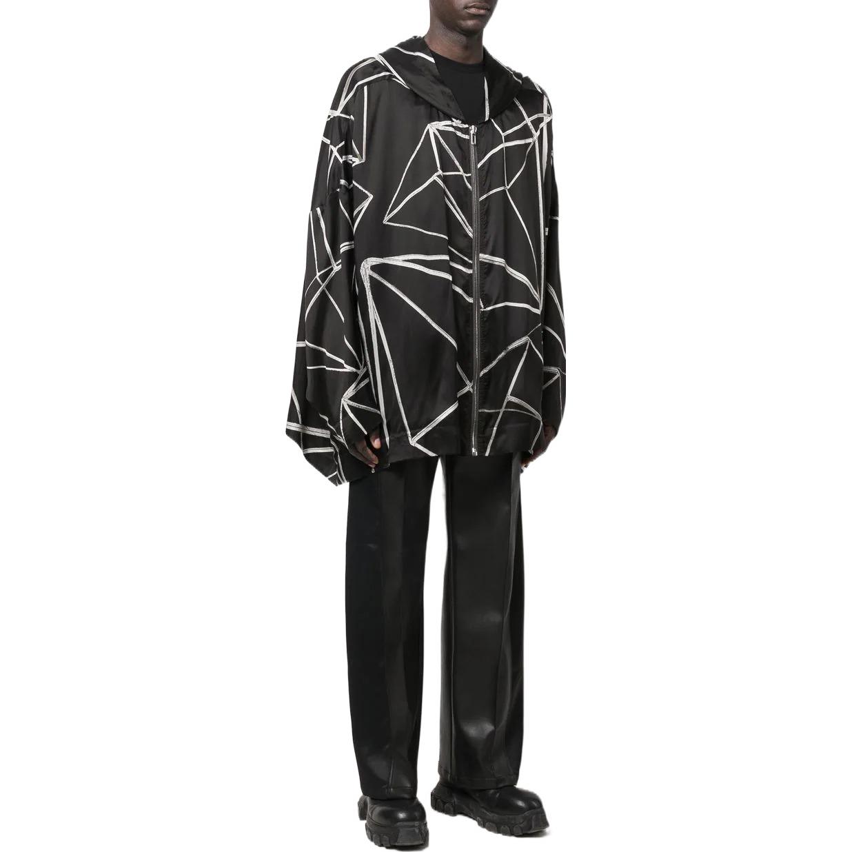 Purchase Rick Owens SS22 抽象印花輕量連帽外套 黑色 男裝 RR01B1719JP10921