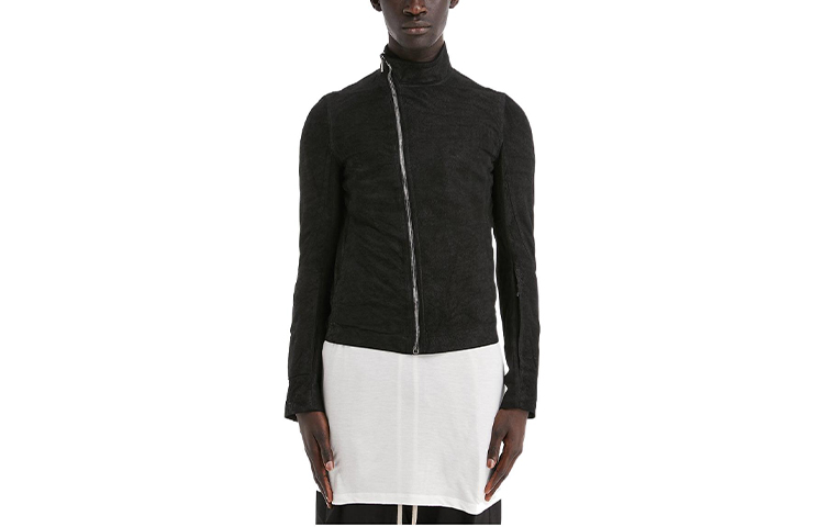 Rick Owens SS22 Asymmetric Zipper Jacket Black RF00M6762IB-09
