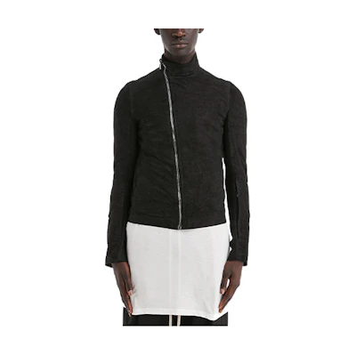 Rick Owens SS22 Asymmetric Zipper Jacket Black RF00M6762IB-09