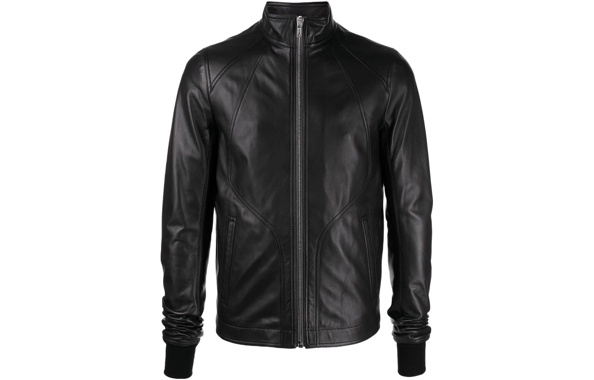 Rick Owens SS22 Black Patchwork Glossy Leather Jacket RU01B1761LLP-09