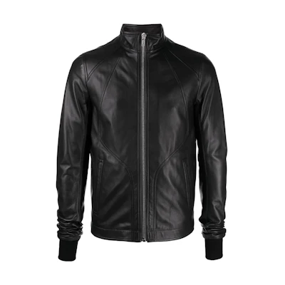Rick Owens SS22 Black Patchwork Glossy Leather Jacket RU01B1761LLP-09
