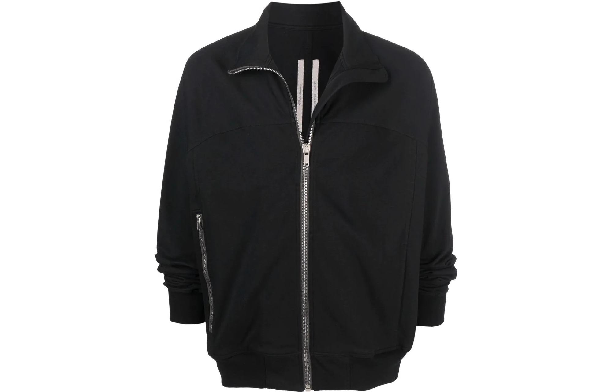 Rick Owens SS22 Black Plain Spliced High-Neck Zip Jacket RU01B1271BA-09