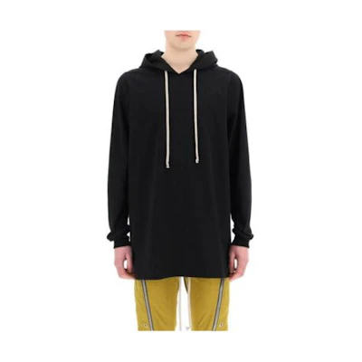Rick Owens SS22 Black Solid Color Drawstring Hoodie 221495UFE00000109