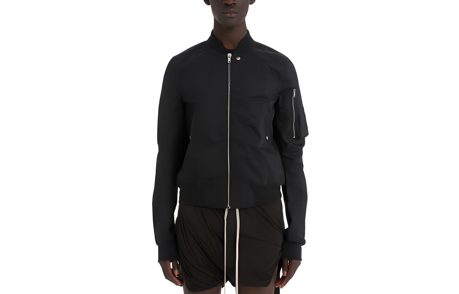 Rick Owens SS22 Black Solid Zip-Up Bomber Jacket for Men DU01B7771TW-09