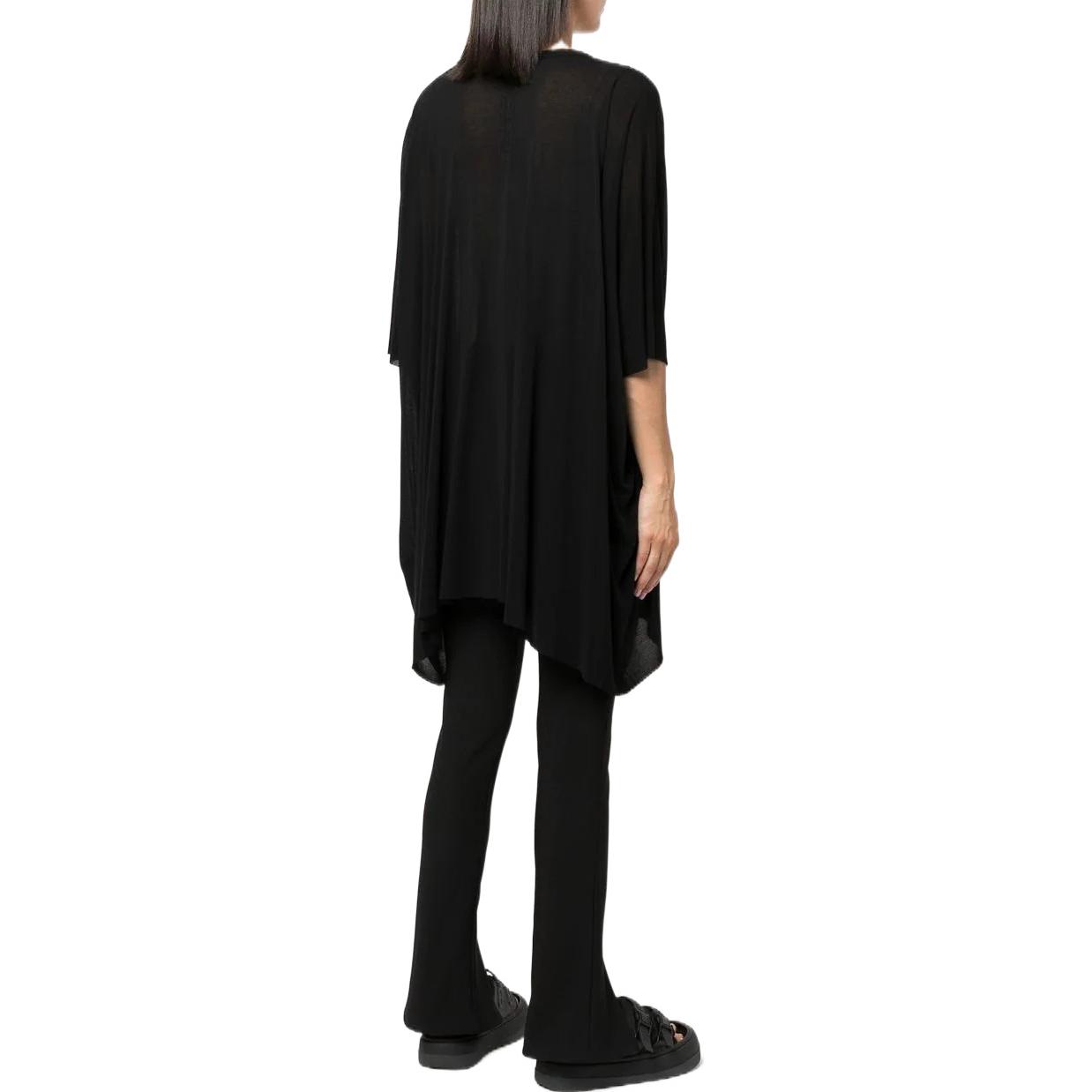 Shop リックオウエンス SS22 ブラック ストレッチ ギャザー 3/4スリーブドレス RP02B6204JS-09