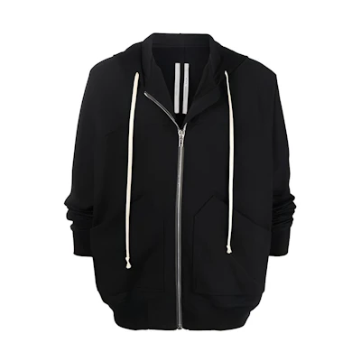 Rick Owens SS22 Black Zipper Pocket Drawstring Hoodie Jacket RU01B1281BA-09