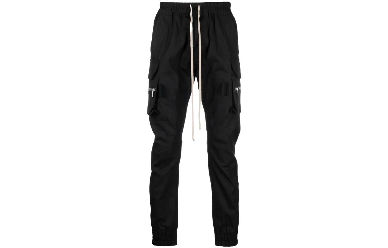 RICK OWENS SS22 Drawstring Casual Jogger Pants Black (). RU01B1396TE
