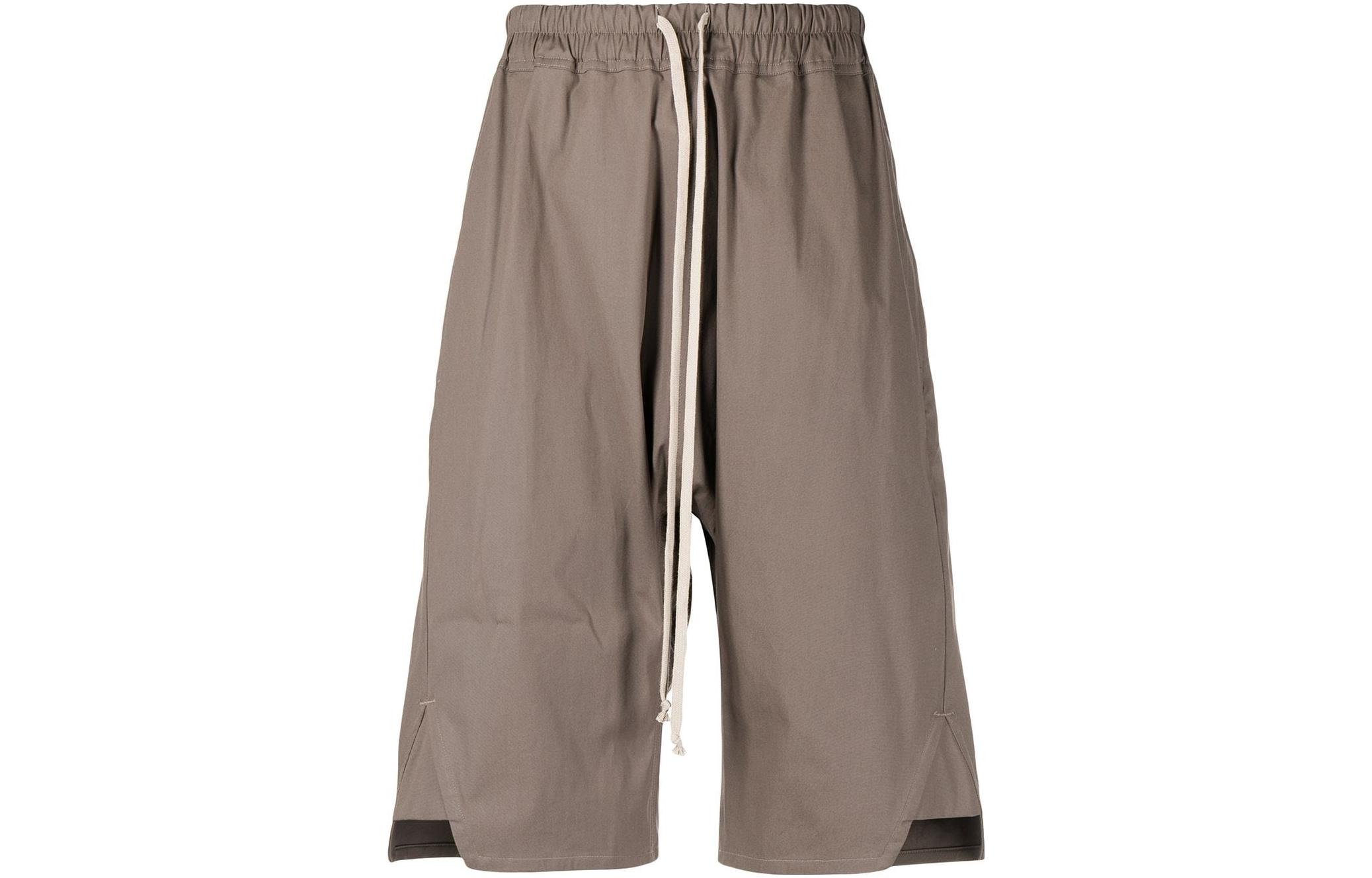 RICK OWENS SS22 Elastic Waist Drawstring Shorts Brown. RU01B1383TE-34