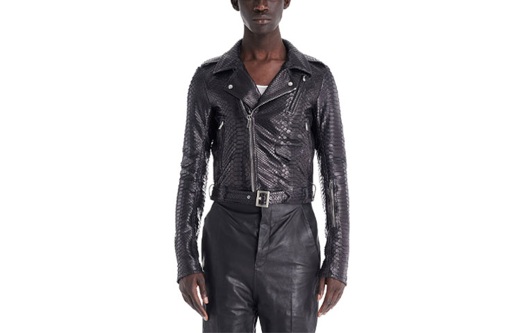 Rick Owens SS22 Fogachine Luke Slim Fit Biker Jacket Black - RU01B1771LPY-09