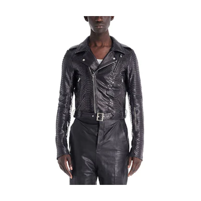 Rick Owens SS22 Fogachine Luke Slim Fit Biker Jacket Black - RU01B1771LPY-09