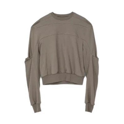 Rick Owens SS22 Gray Solid Color Crewneck Long Sleeve Sweatshirt RU01B1279-34