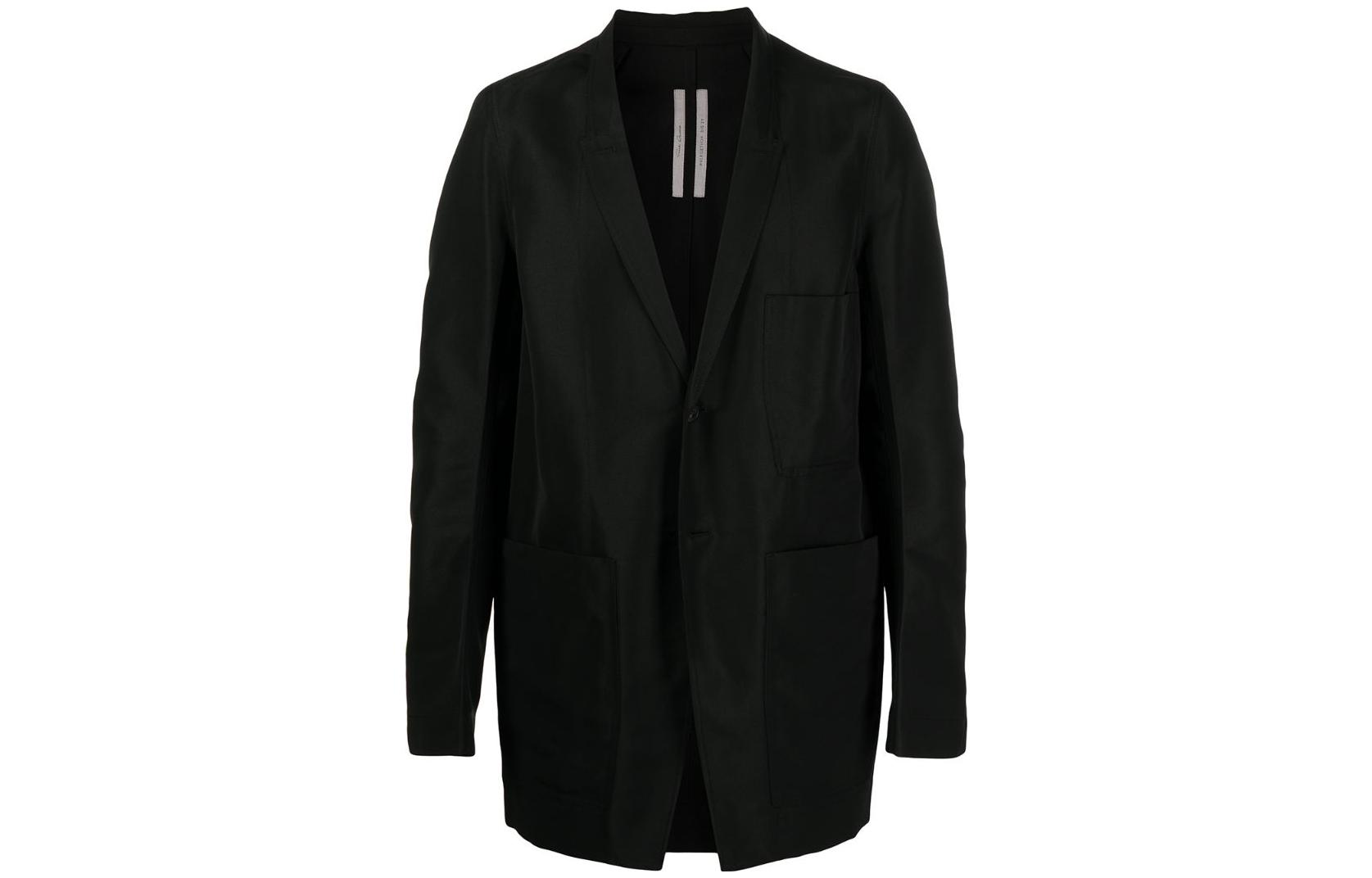 Rick Owens SS22 Lido Cupro Solid Black Blazer Jacket RU21S6723TS09