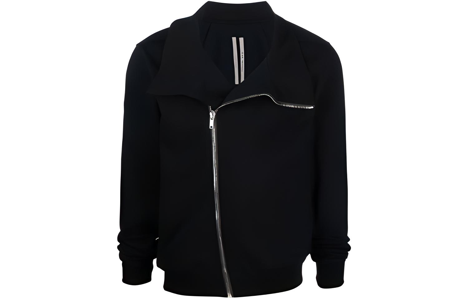 Rick Owens SS22 Off-Center Zipper Jacket Black Fall Collection RU01B1272BA-09