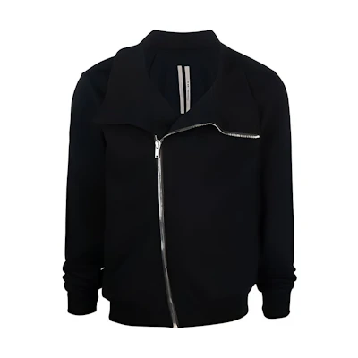Rick Owens SS22 Off-Center Zipper Jacket Black Fall Collection RU01B1272BA-09