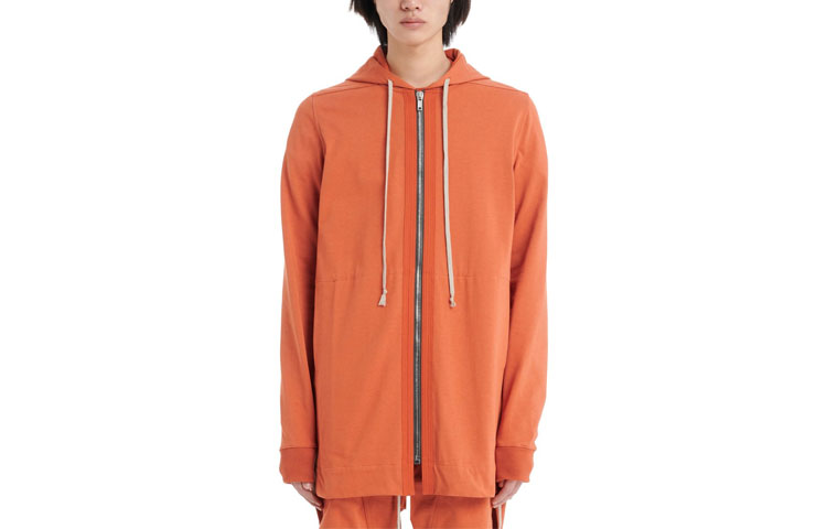 Rick Owens SS22 Orange Solid Knit Zip-Up Hoodie Jacket RU02B2248BA-53