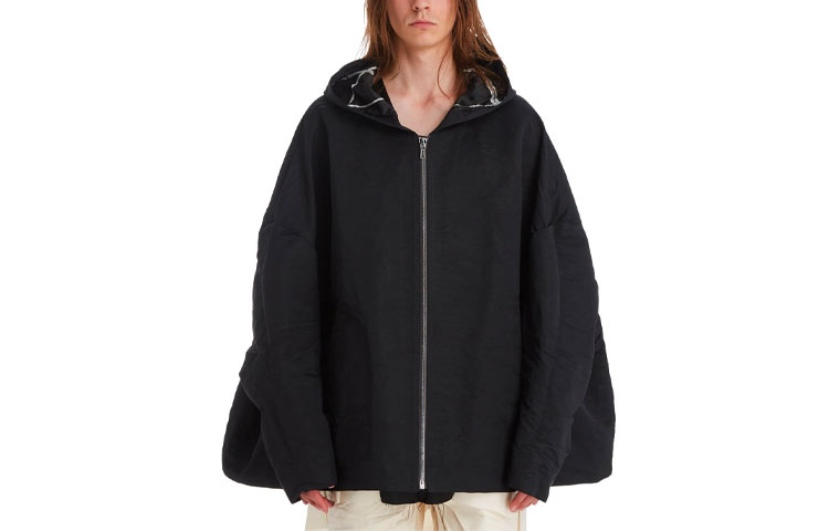 Rick Owens SS22 Oversized Solid Color Hooded Jacket Black RR01B1719FCJ-P1