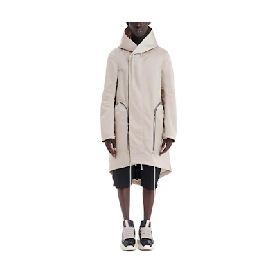 Rick Owens SS22 Pearl Gray Long Hooded Zip Jacket RU01B1971NBR-08