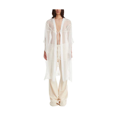 Rick Owens SS22 Plain V-Neck Long Jacket White Fashion Outerwear RR01B1910SGEO-11