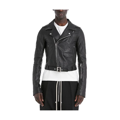 Rick Owens SS22 Slim Fit Black Biker Jacket Long Sleeve RU01B1771LGW-09