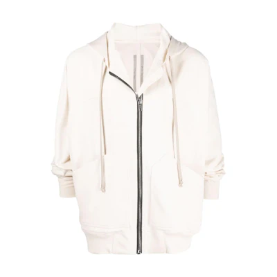 Rick Owens SS22 Small Pocket Zip Drawstring Hoodie Jacket White RU01B1281BA