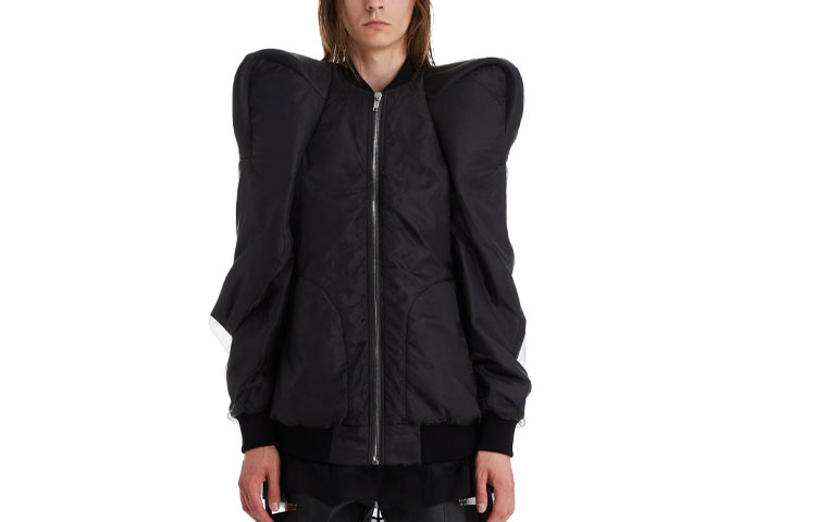 Rick Owens SS22 Solid Black Zip-Up Baseball Jacket RR01B1711NDNF-09