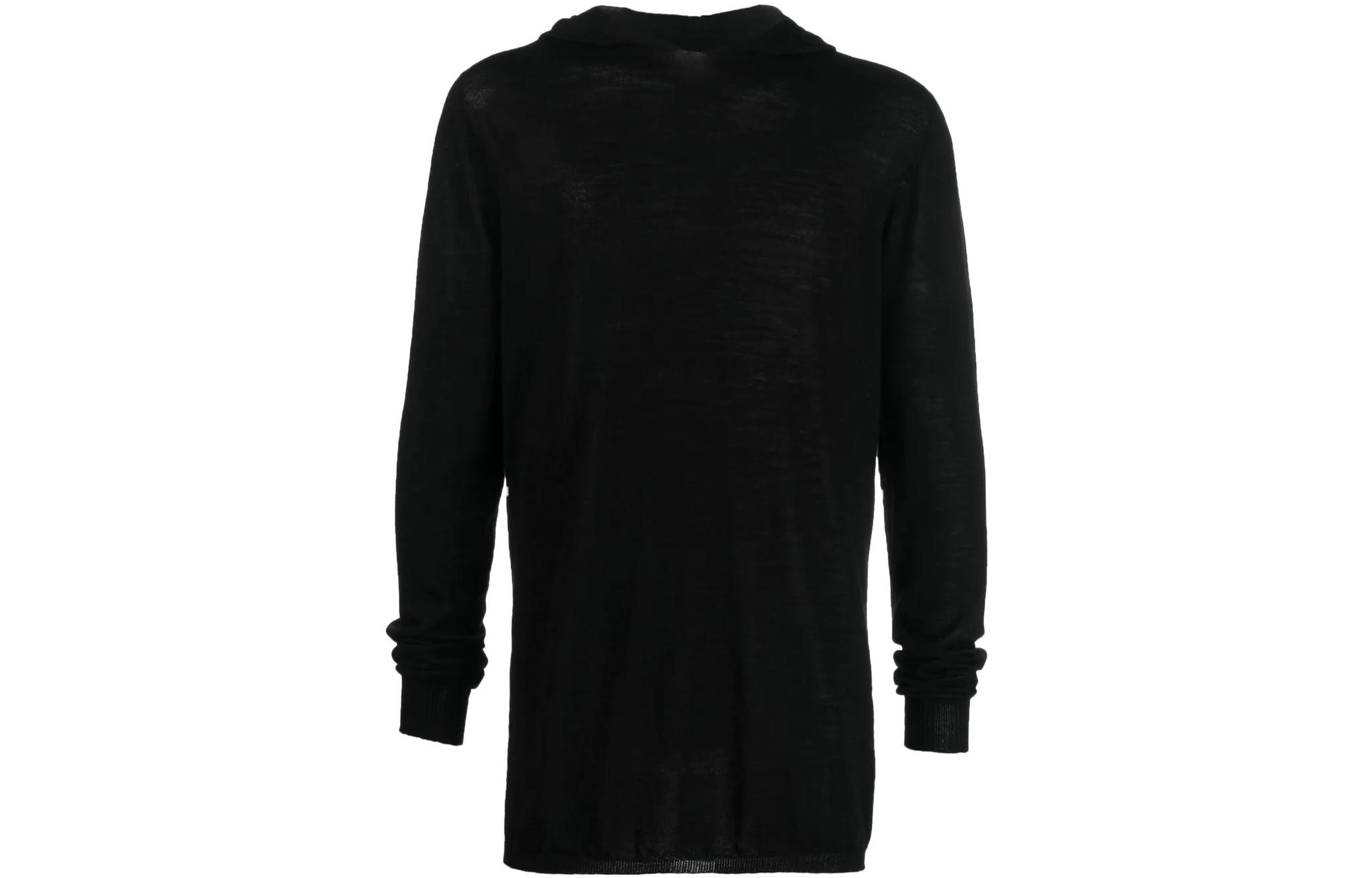 Rick Owens SS22 Solid Color Black Hooded Long Sleeve Sweatshirt RU02B2623M-09