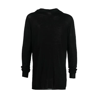 Rick Owens SS22 Solid Color Black Hooded Long Sleeve Sweatshirt RU02B2623M-09