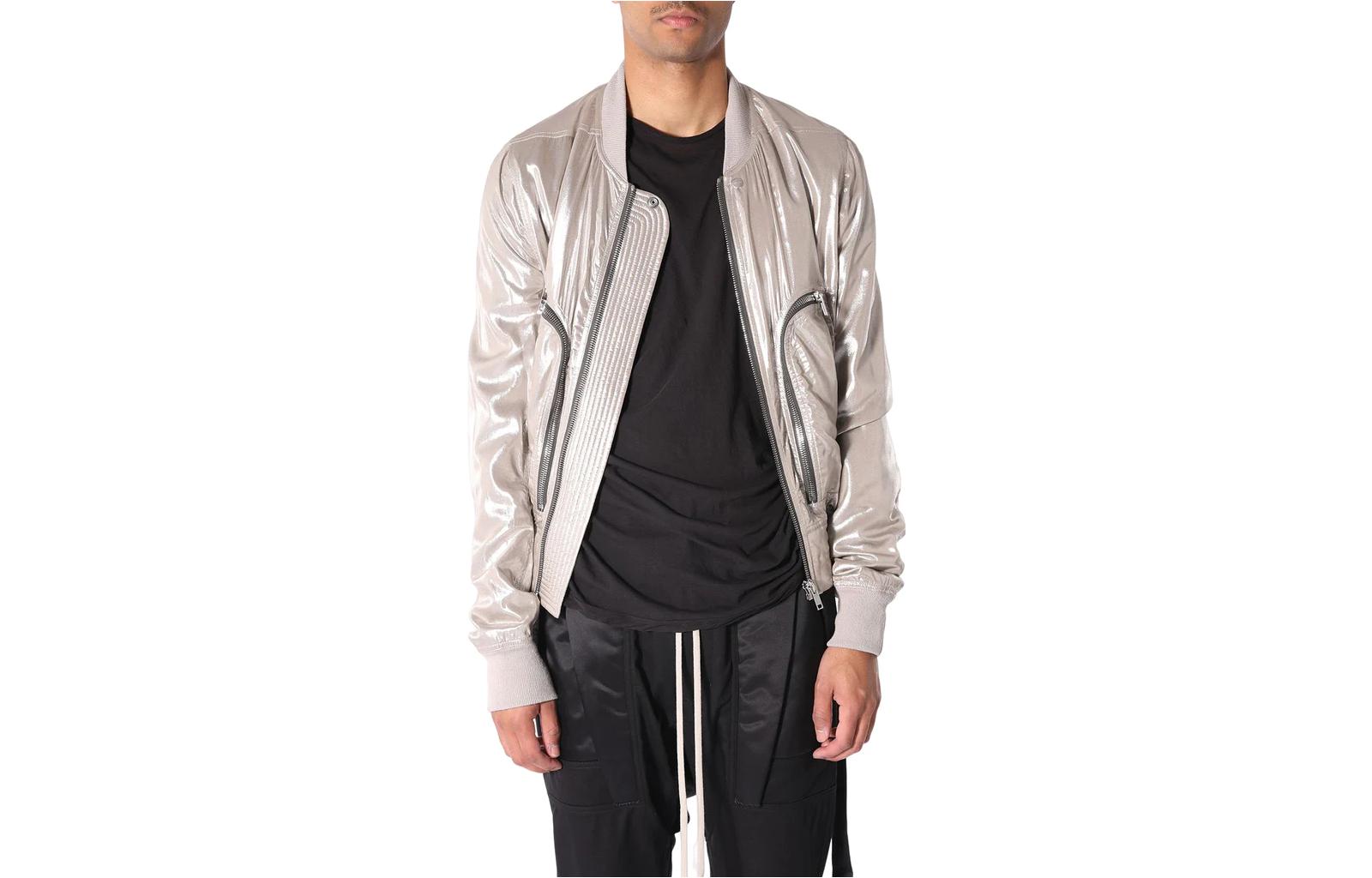 Rick Owens SS22 Solid Color Zip Bomber Jacket Champagne RU01B1791MH-98