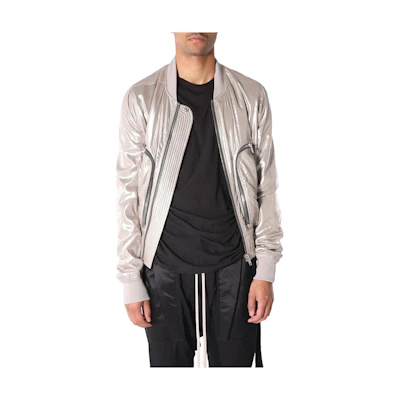 Rick Owens SS22 Solid Color Zip Bomber Jacket Champagne RU01B1791MH-98