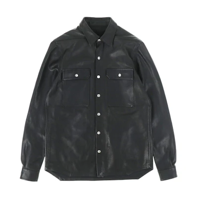 Rick Owens SS22 Solid Leather Shirt Jacket Men’s Black RU01B1729LC-09