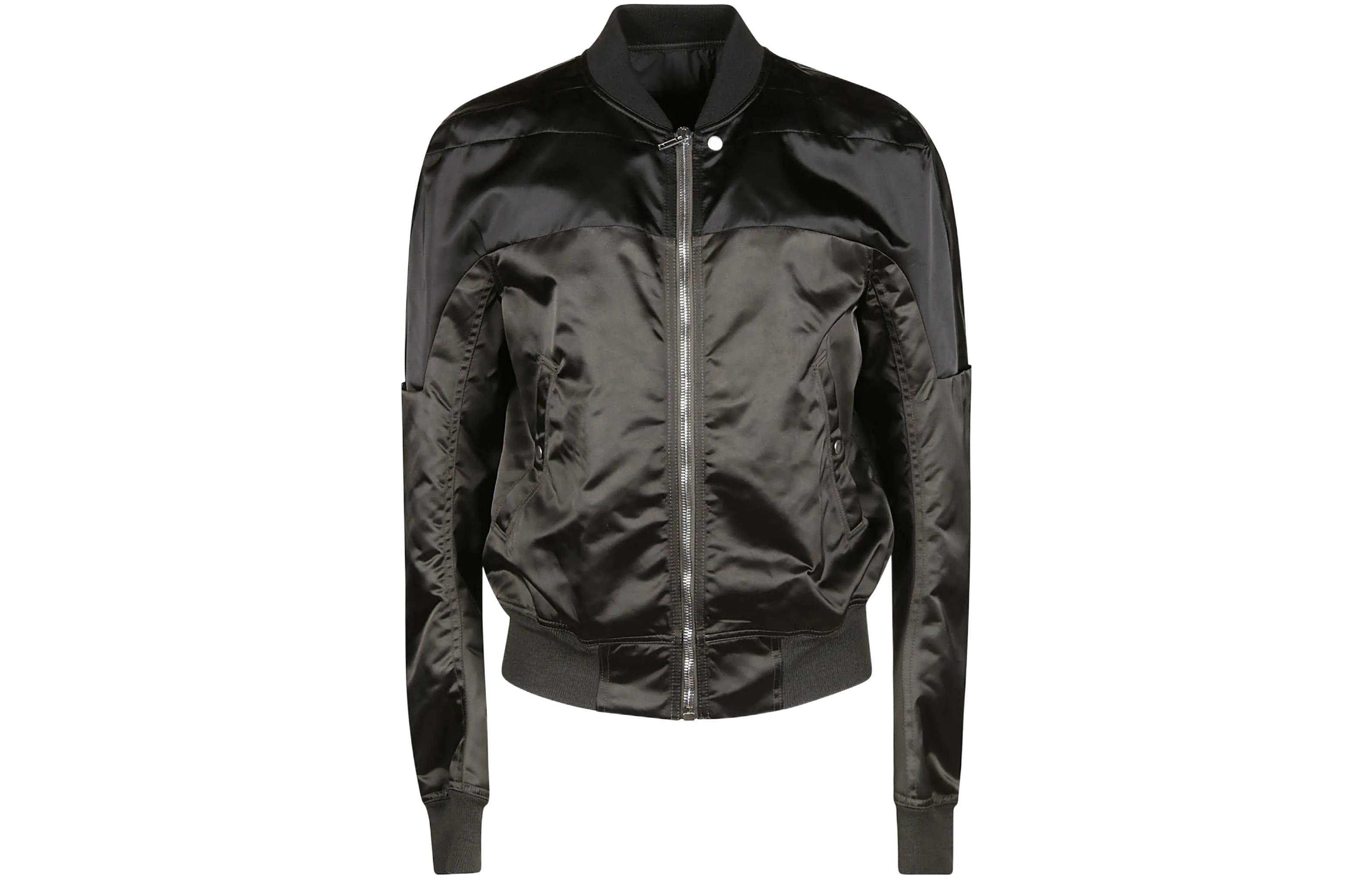 Rick Owens SS22 Solid Patchwork Zip Bomber Jacket Green RU01B1789NBR-0978