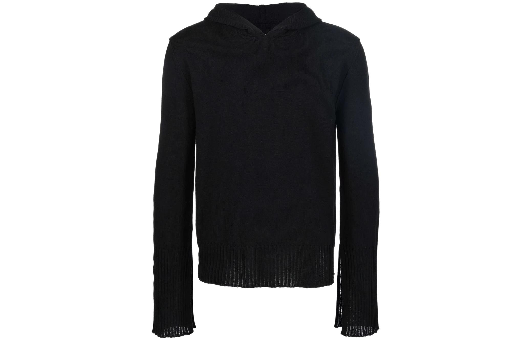 Rick Owens SS22 Split-Sleeve Knit Hoodie Black RU01B1661KCR-09
