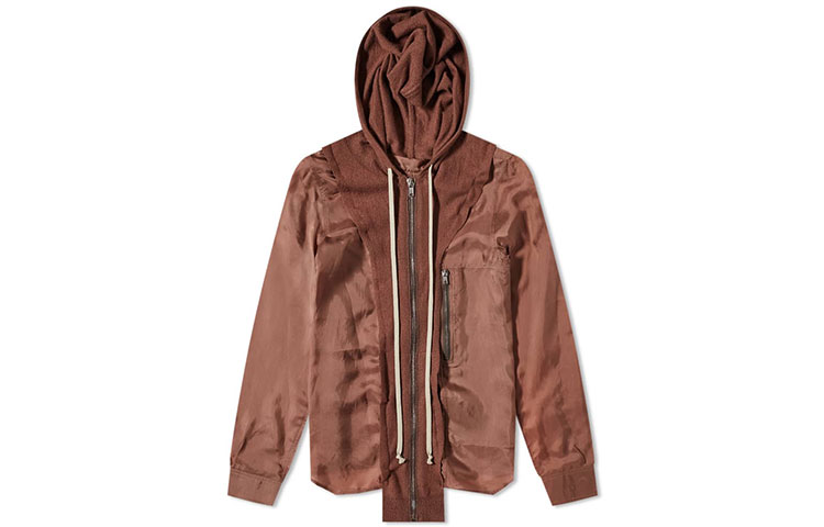 Rick Owens SS22 Swamp God Brown Reverse Zipper Hoodie Jacket Men’s RE0006614-WSB