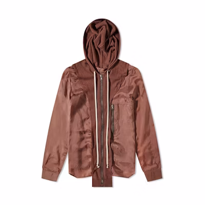Rick Owens SS22 Swamp God Brown Reverse Zipper Hoodie Jacket Men’s RE0006614-WSB