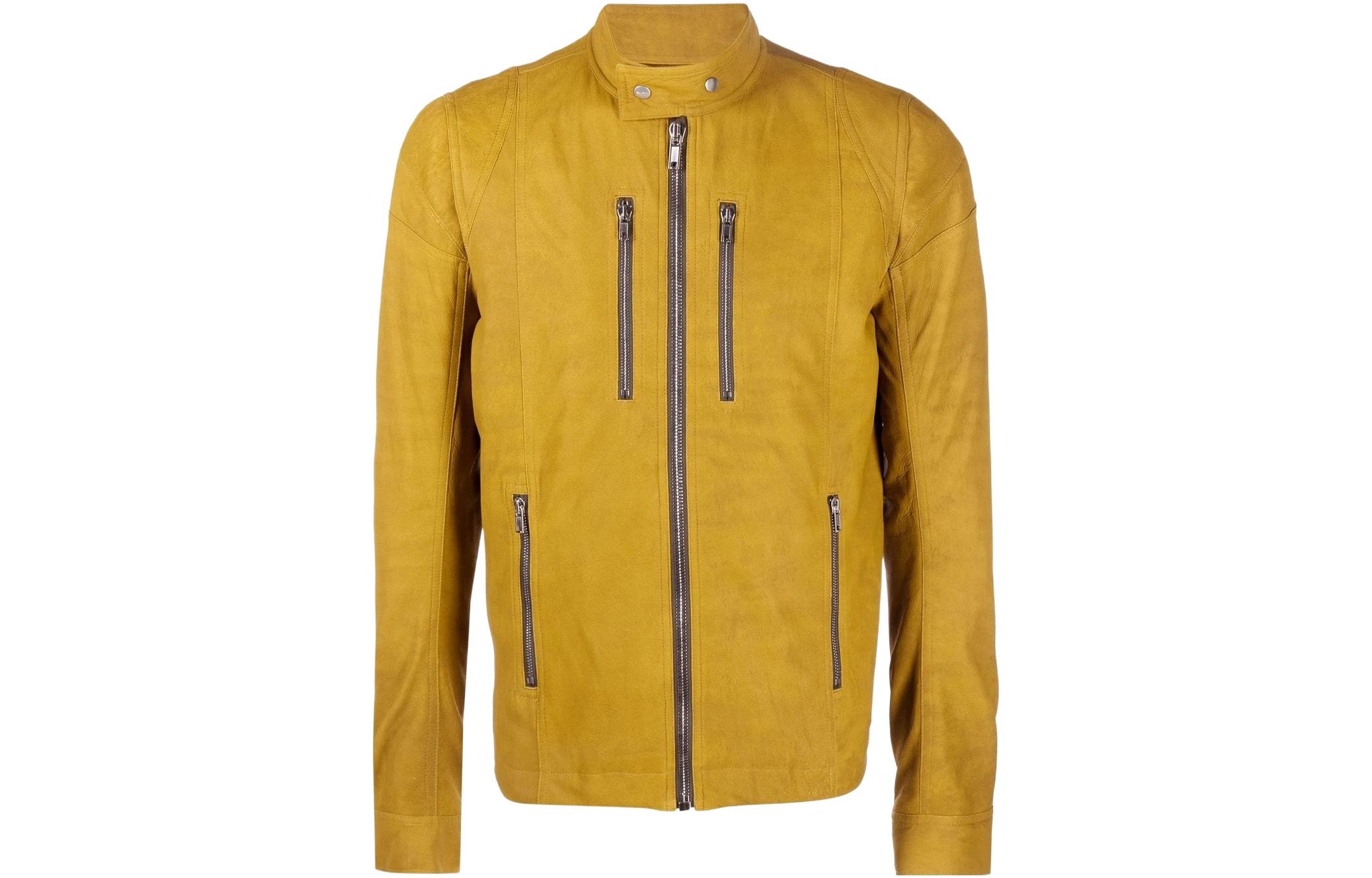 Rick Owens SS22 Tan Three-Pocket Leather Zip Jacket RU01B1769LBA-72