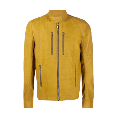 Rick Owens SS22 Tan Three-Pocket Leather Zip Jacket RU01B1769LBA-72