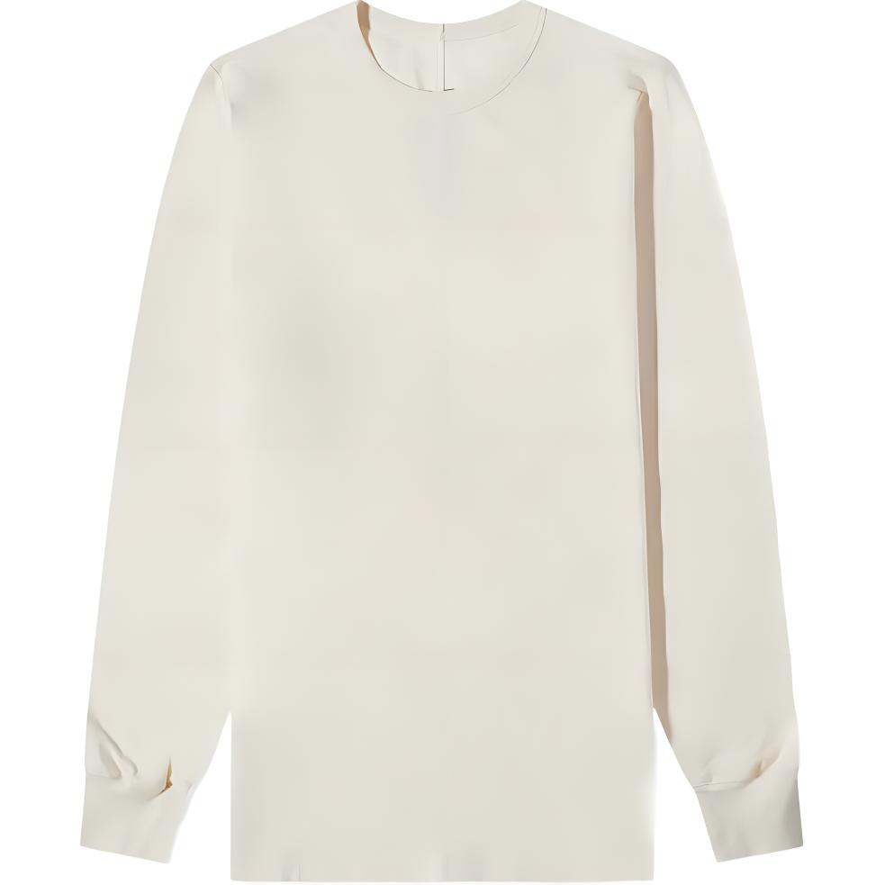 Rick Owens SS22 White Crewneck Solid Long Sleeve Sweatshirt RU01B1266JA-21